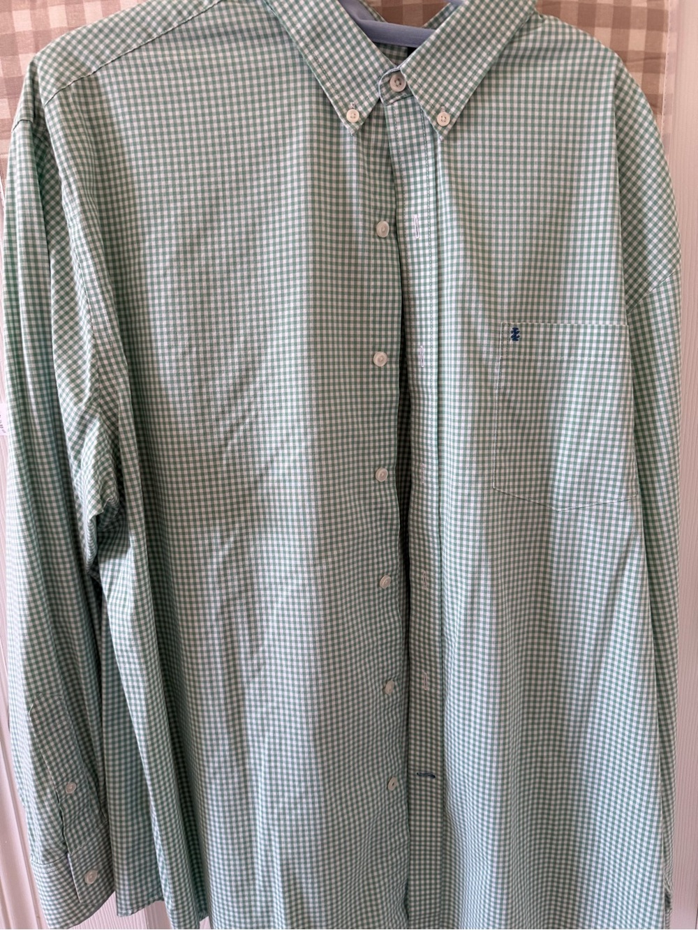 Izod Light Green Gingham Button-Down Shirt
